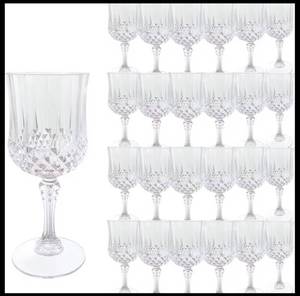 24 Vintage Style 7oz Plastic Wine Glasses - Brand New
