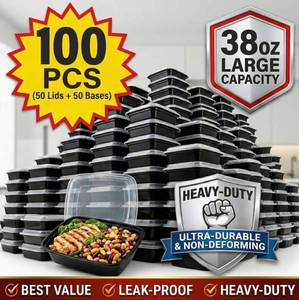 50 Meal Prep 38oz Containers With Lids - Brand New