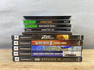 4 PlayStation Games &amp 6 PlayStation 2 Video Games - Chessmaster, Star Wars, Guitar Hero, Atari, Etc. C