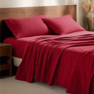 Bare Home Luxury Cotton Flannel Full Sheet Set, Red - $63 Retail - Brand New