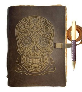 Sovereign-Gear Sugar Skull Leather Journal With Pen - Brand New