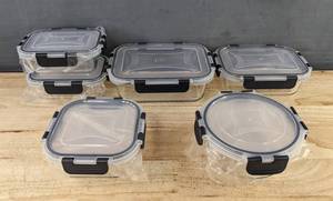 Glass Food Storage Containers, 6 Total - Brand New