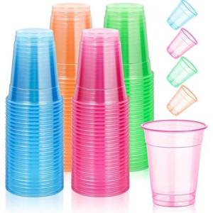 Assorted Plastic 16oz Party Cups, 100 Count - Brand New