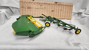 Ertl John Deere Mower Conditioner Toy 116 and Four Bottom Plow