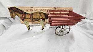 Early 1900s Gibbs Toy Horse and Cart, Nice Condition