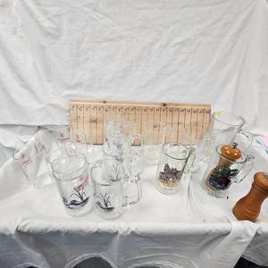 Lot of Schmidt Mugs and Miller Life Glasses, Asst