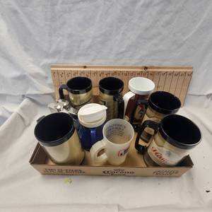 Lof of Insulated Beer Mugs, Schlitz, Hamms, Miller, PBR