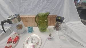 Corningware, Coffee Pot, Green Pitcher and Misc