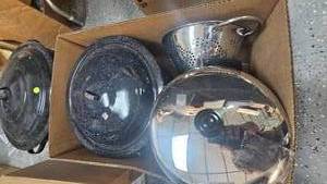 Lot of Graniteware Canning Pots and Colandar