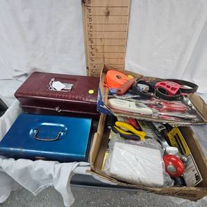 Handtool Lot with 2 Metal Toolboxes