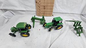 132, Pair of John Deere Tractors and Attachments