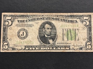 1934 Green Seal $5 Dollar Federal Reserve Note