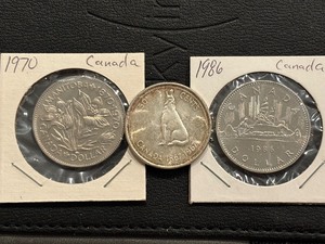 Canada Dollars and Silver Half Dollar