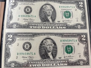 2003 Uncut Sheet $2 Dollar Notes