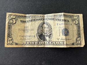1953 A Blue Seal $5 Dollar Silver Certificate