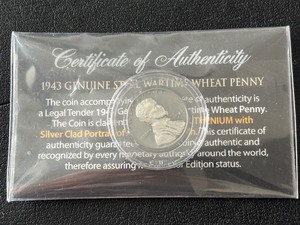 1943 Lincoln Cent Silver Lincoln Portrait Black Ruthenium Edition