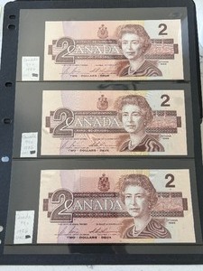1986 Canada $2 Dollar Notes Uncirculated
