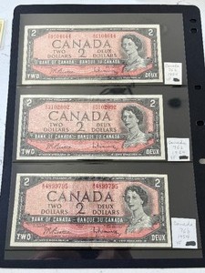 1954 Canada $2 Dollar Bills