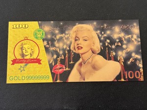 24K Gold Foil $100 Dollar Note Marilyn Monroe
