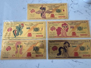 24K Gold Foil $100 Dollar Notes My Little Pony