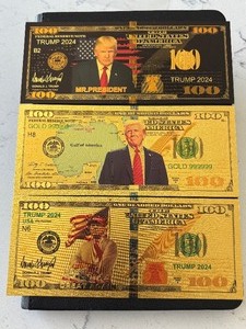24K Gold Foil $100 Dollar Notes Trump