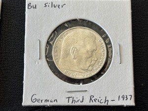 1937 Third Reich Silver 2 Reichsmark