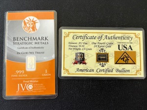 .999 Fine 1 Grain Silver and 14 Grain Gold