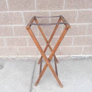 Vintage Foldable Hardwood Butlers Tray Stand