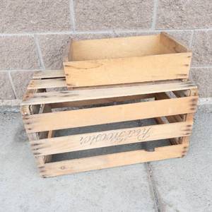 Red Rooster Wooden Crate & Smaller Wooden Crate (Lot of 2)