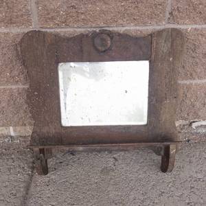 Wooden Wall Mirror Frame With Shelf