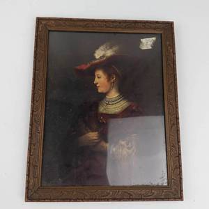 Vintage Framed Print of Portrait of Saskia Van Uylenburgh