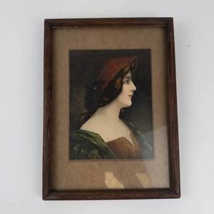 Vintage Framed Print Beautiful Lady in Hat