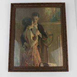 Vintage Framed Artwork of a Formal Couple