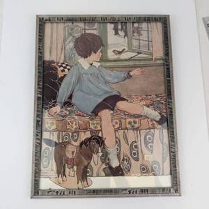 Anne Anderson a Robin at the Window Framed Print