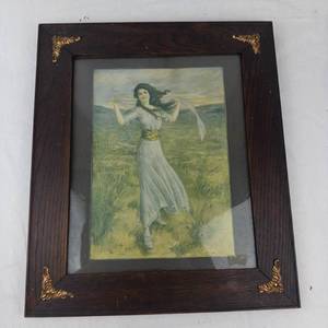 Framed Signed Art Print of Woman in Field