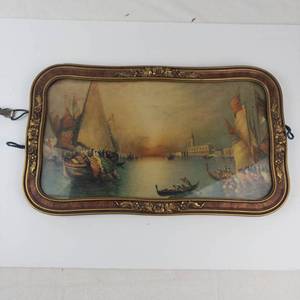 Vintage Richard Dey De Ribcowsky Traders in the Harbor of Venice Framed Print