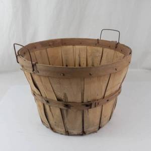Vintage Wooden Bucket With Metal Handles