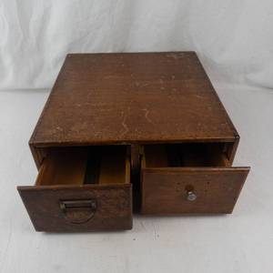 Vintage 2-drawer Wooden Card Catalog File Cabinet