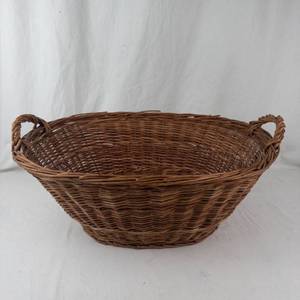 Vintage Handwoven Wicker Basket With Handles