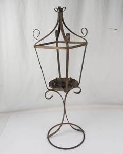 Wrought Iron Candle Stand With Scrollwork