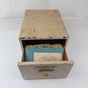 Vintage Metal Index Card File Cabinet With Tabs