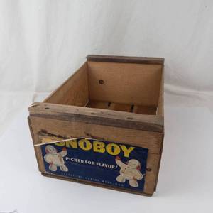 Vintage Sno-Boy Wooden Crate With Graphic Panel