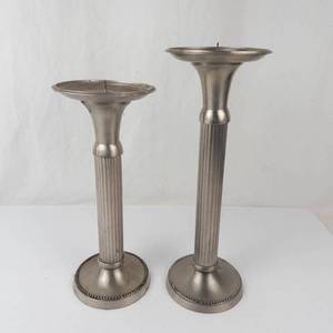 Pair of Silver Tone Fluted Candlesticks