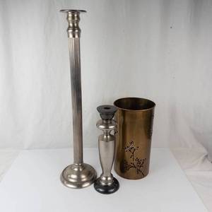 Mixed Metal Candle Holder Set (Lot of 3)
