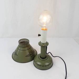 Vintage Heyco Candlestick Lamp With Metal Shade