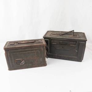 Military Ammo Cans With Rifle Cleaning Accessories (Lot of 2)