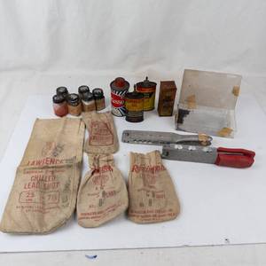 Vintage Gun Oil, Shot Bags & Split Shot Mold Mixed Lot