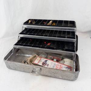 Vintage Umco Fishing Tackle Box With Lures & Tackle
