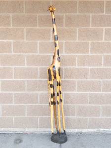 75 Tall Carved Wooden Giraffe Sculpture