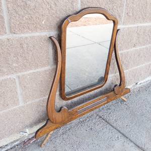 Vintage Wood Framed Vanity Mirror